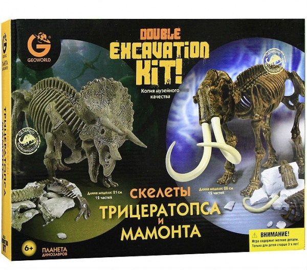Двойной набор палеонтолога "Трицератопс и Мамонт" Geoworld