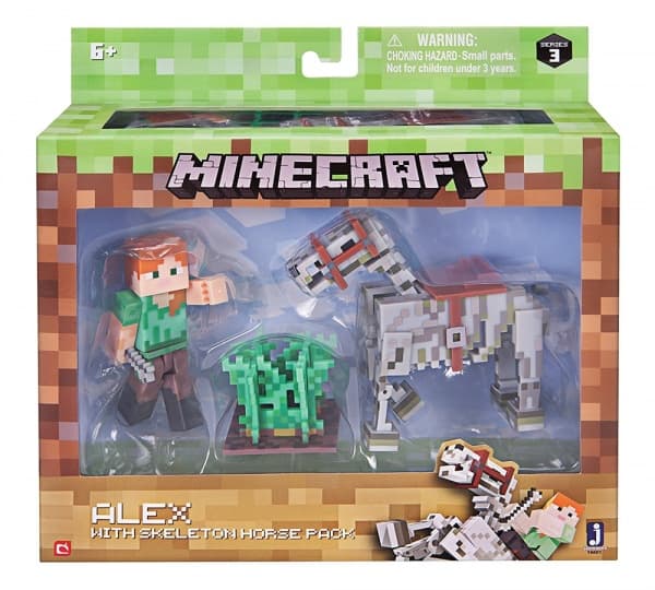 Игровой набор фигурок Alex with skeleton horse pack "Алекс и скелет лошади" Minecraft