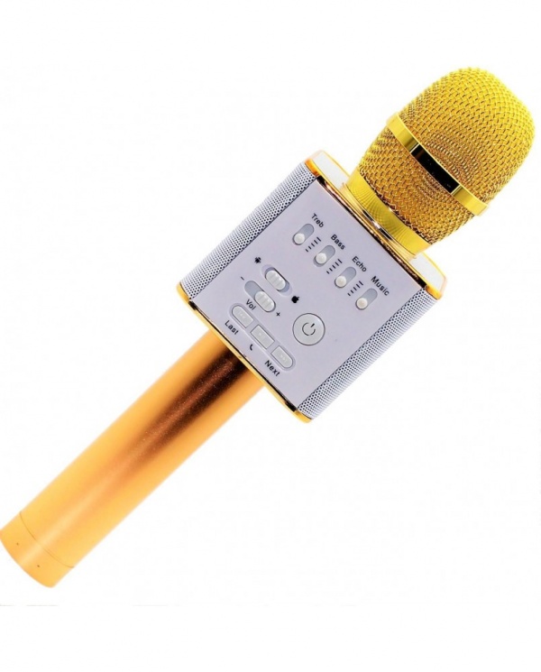 Караоке микрофон с встроенными динамиками c Bluetooth, золотой