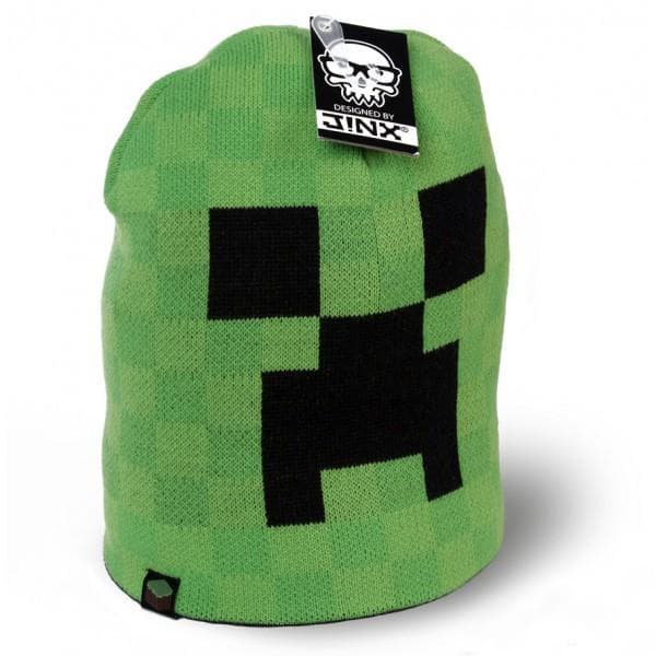 Шапка вязаная Minecraft Creeper Face зеленая, S/M