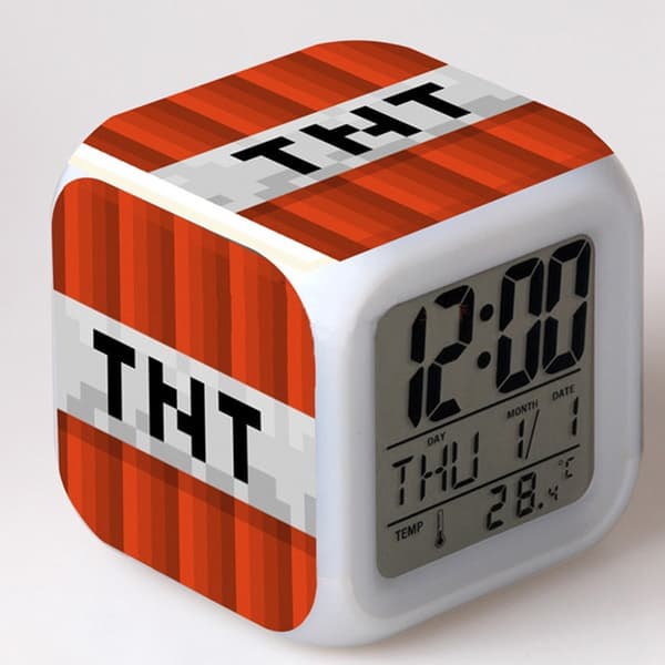 Часы настольные пиксельные с подсветкой Блок ТНТ