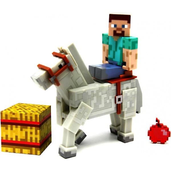 Набор фигурок Minecraft Steve with Horse 2в1 с аксессуарами, 8см