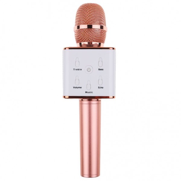 Караоке микрофон со встроенной колонкой, розово- золотой