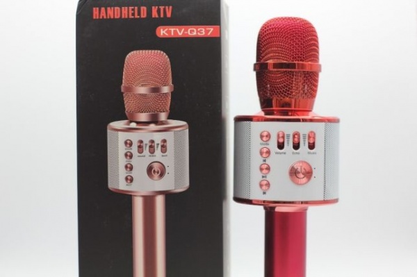 Караоке микрофон с встроенными динамиками красный
