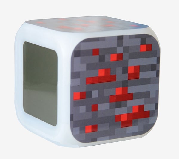 Часы настольные пиксельные с подсветкой Блок красной руды